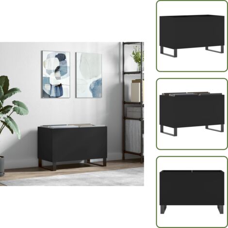 Madera contrachapada - vidaXL Mueble para discos madera contrachapada negro 74,5x38x48 cm - Mueble industrial