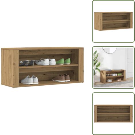 Madera contrachapada - vidaXL Mueble zapatero madera de ingeniería roble artisan 100x35x45 cm - Almacenamiento de zapatos