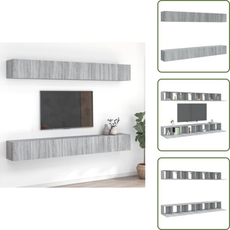 Madera contrachapada - vidaXL Muebles TV 8 uds madera contrachapada gris Sonoma 60x30x30 cm - Soporte tv