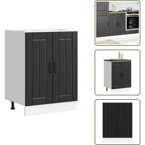 Madera contrachapada - vidaXL Panel para lavavajillas Lucca madera contrachapada negra - Gabinete base