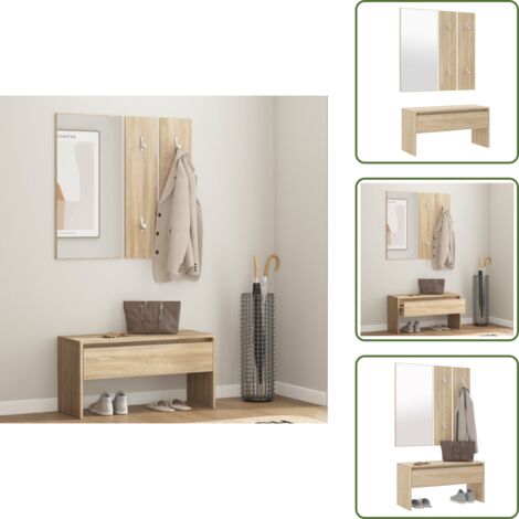Madera contrachapada - vidaXL Set de muebles de recibidor madera contrachapada roble Sonoma - Roble Sonoma