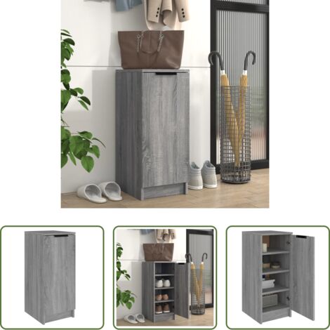 Madera contrachapada -  Zapatero de madera contrachapada gris Sonoma 30x35x70 cm