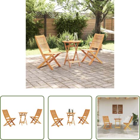 Madera de acacia -  Conjunto de Bistro Plegable 3 pcs Marrón