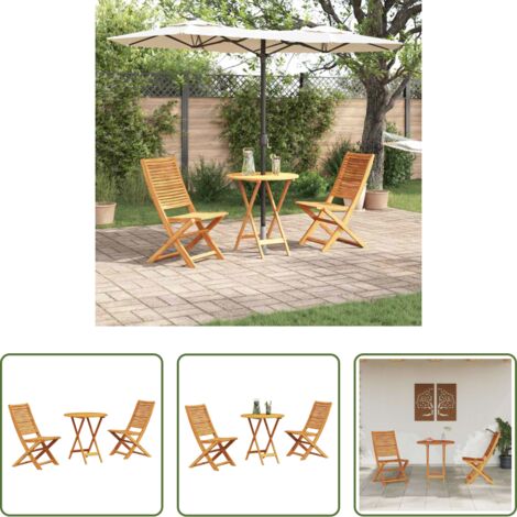 Madera de acacia -  Conjunto de Bistro Plegable 3 pcs Marrón