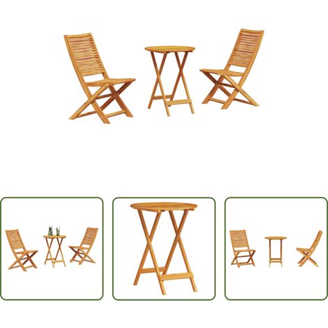 Madera de acacia -  Conjunto de Bistro Plegable 3 pcs Marrón