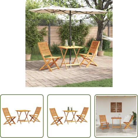 Madera de acacia -  Conjunto de Bistro Plegable 3 pcs Marrón