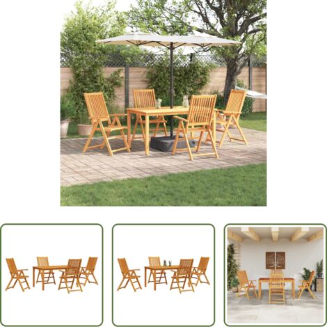 Madera de acacia -  Conjunto de Comedor de Jardín 5 pcs Marrón