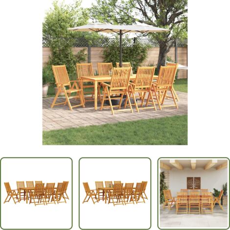 Madera de acacia -  Conjunto de Comedor de Jardín 9 pcs Marrón