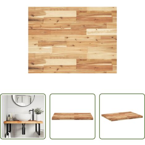 Madera de acacia -  Encimera tocador baño madera acacia acabado aceite 80x60x4 cm