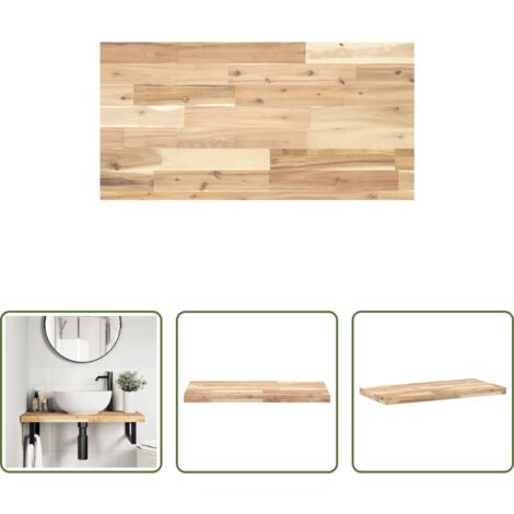 Madera de acacia -  Encimera tocador de baño madera acacia sin tratar 100x40x4 cm