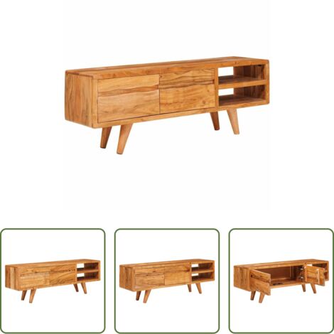 Madera de acacia -  Gabinete de TV Marrón 110 x 30 x 40 cm Madera de Acacia Sólida