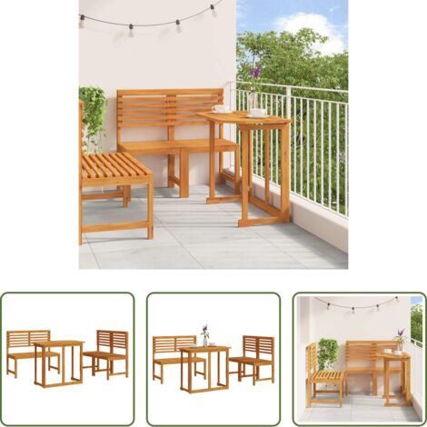 Madera de acacia -  Juego Bistro de Jardín 3 pcs Marrón Madera de Acacia Sólida