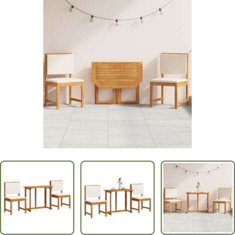 Madera de acacia -  Juego Bistro de Jardín 3 pcs Marrón Madera de Acacia Sólida