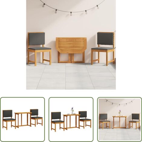 Madera de acacia -  Juego Bistro de Jardín 3 pcs Marrón Madera de Acacia Sólida