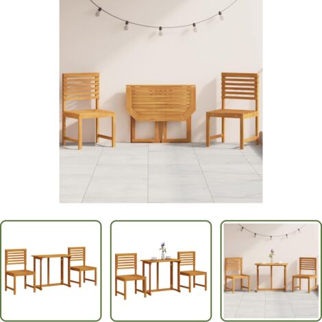 Madera de acacia -  Juego Bistro de Jardín 3 pcs Marrón Madera de Acacia Sólida