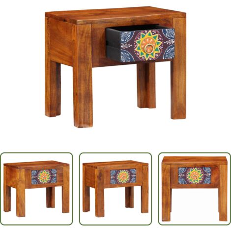 Madera de acacia -  Mesa lateral con cajón Marrón 40 x 30 x 36 cm