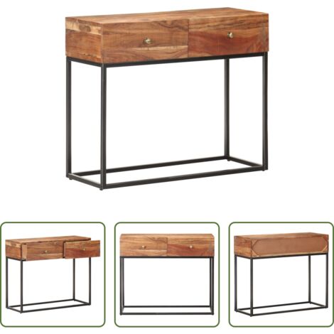 Madera de acacia rugosa -  Mesa consola de madera de acacia rugosa 90x35x75 cm