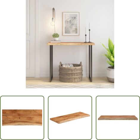Madera de acacia -  Tablero rectangular madera de acacia borde vivo 100x40x3,8 cm