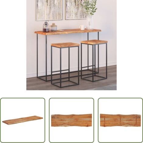 Madera de acacia -  Tablero rectangular madera de acacia borde vivo 120x40x2,5 cm