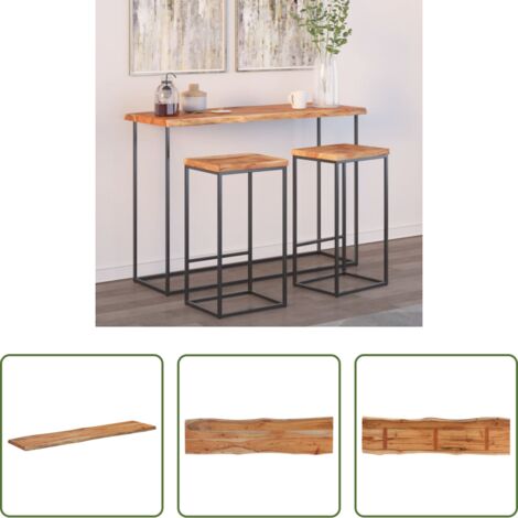 Madera de acacia -  Tablero rectangular madera de acacia borde vivo 140x40x2,5 cm