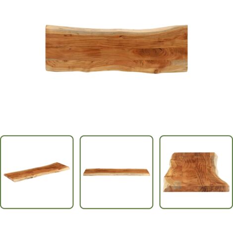 Madera de acacia -  Tablero rectangular madera de acacia borde vivo 140x40x3,8 cm