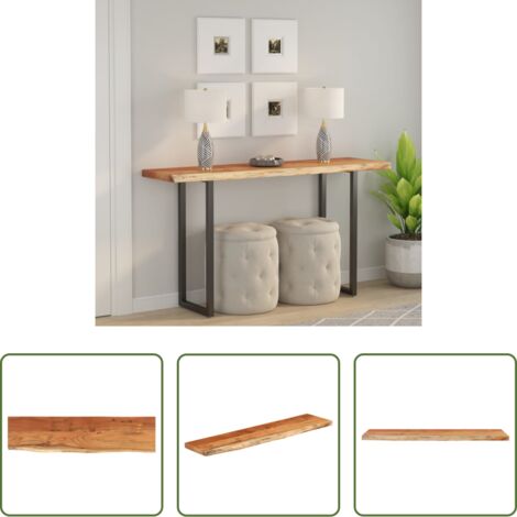 Madera de acacia -  Tablero rectangular madera de acacia borde vivo 160x40x3,8 cm