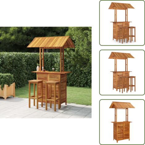 Madera de acacia - vidaXL Juego muebles de bar de jardín 3 piezas madera maciza de acacia - Mesa de bistró