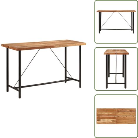 Madera de acacia - vidaXL Mesa alta de hierro y madera maciza de acacia 180x70x107 cm - Hierro