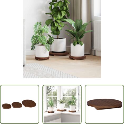 Madera de caoba -  Taburete de Planta 3 pcs Marrón Madera de Caoba