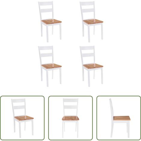 Madera de caucho -  Sillas de comedor 4 unidades madera maciza de caucho blanco