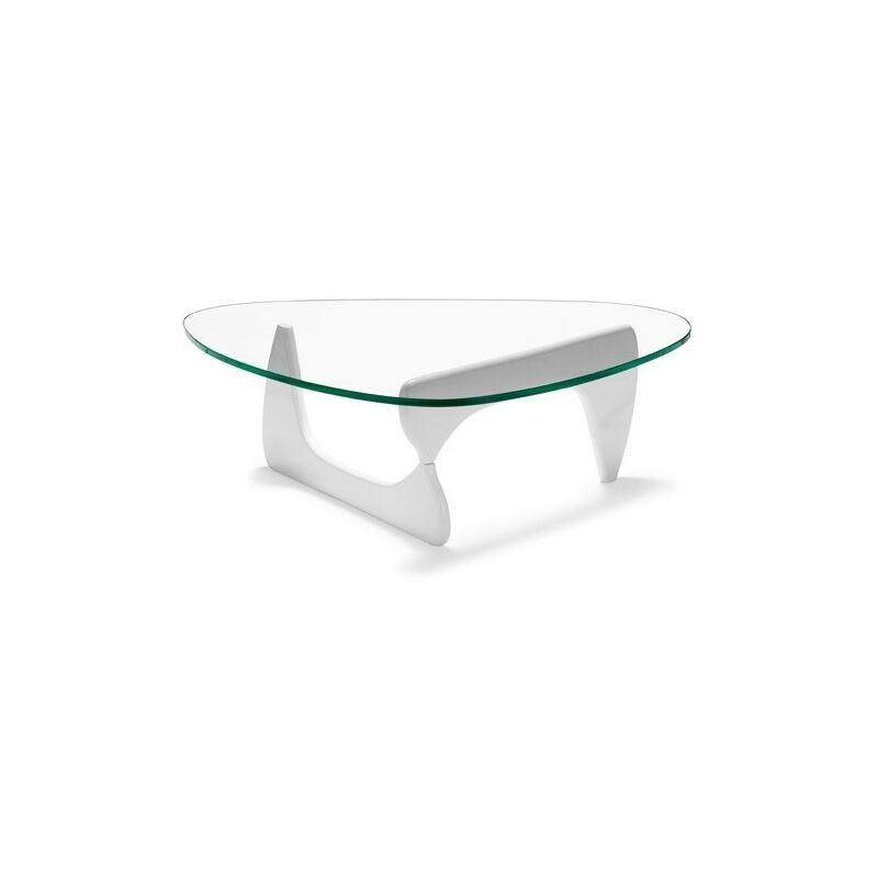 

Mesa NOG, baja, lacada blanca, tapa de cristal 15 mm. 125x90 cms