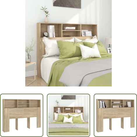 Madera de ingeniería -  Cabecero de cama roble Sonoma 140x19x103,5 cm
