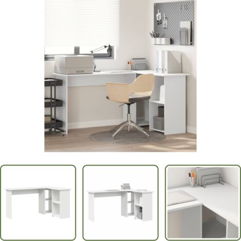 Madera de ingeniería -  Escritorio con estante 142 x 102 x 73 cm Madera de ingeniería