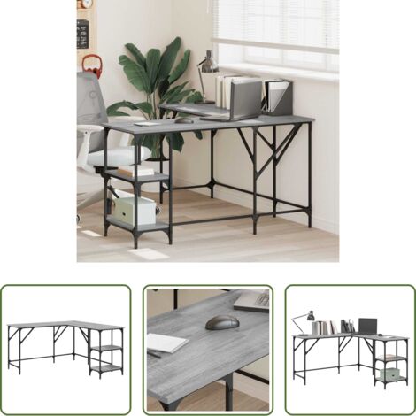Madera de ingeniería -  Escritorio madera de ingeniería gris Sonoma 139x139x75 cm