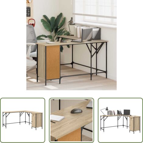 Madera de ingeniería -  Escritorio madera de ingeniería roble Sonoma 141x141x75 cm