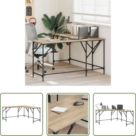 Madera de ingeniería -  Escritorio madera de ingeniería roble Sonoma 149x149x75 cm