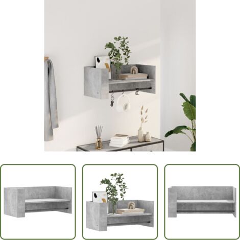 Madera de ingeniería -  Estante pared madera ingeniería gris hormigón 70,5x35x30,5 cm