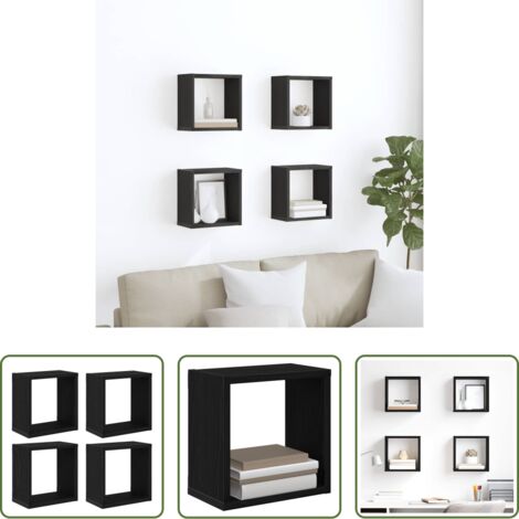 Madera de ingeniería -  Estanterías de pared Roble Negro Madera de ingeniería