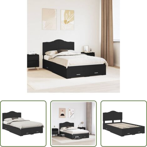 Madera de ingeniería -  Estructura de cama Negro 135 x 190 cm Madera de ingeniería