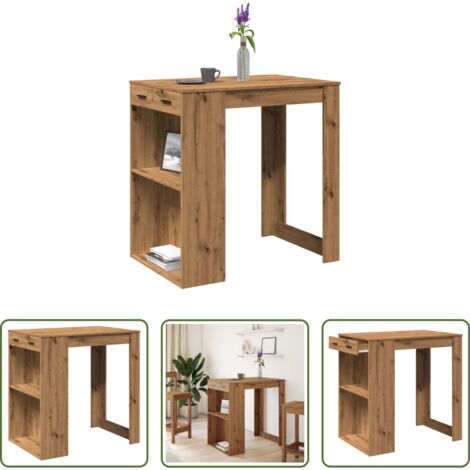 Madera de ingeniería -  Mesa alta bar madera ingeniería roble artisian 102x70x103,5 cm