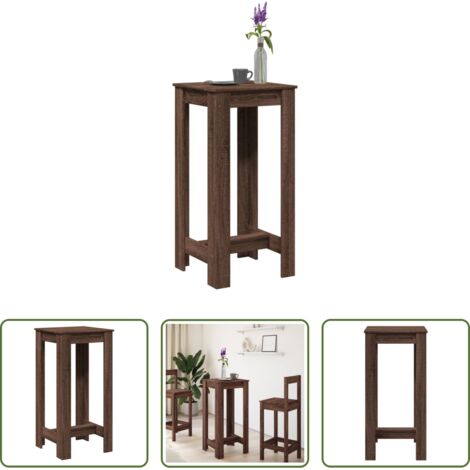 Madera de ingeniería -  Mesa alta de bar madera ingeniería marrón roble 51x50x103,5 cm