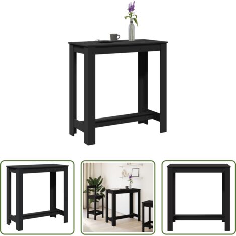 Madera de ingeniería -  Mesa alta de bar madera ingeniería negra 102x50x103,5 cm