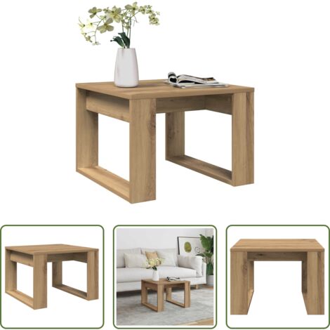 Madera de ingeniería -  Mesa auxiliar de madera de ingeniería roble artisan 50x50x35 cm