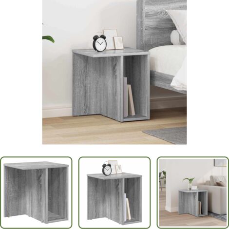 Madera de ingeniería -  Mesa Auxiliar Gris Sonoma 37 x 32 x 40 cm Madera de ingeniería