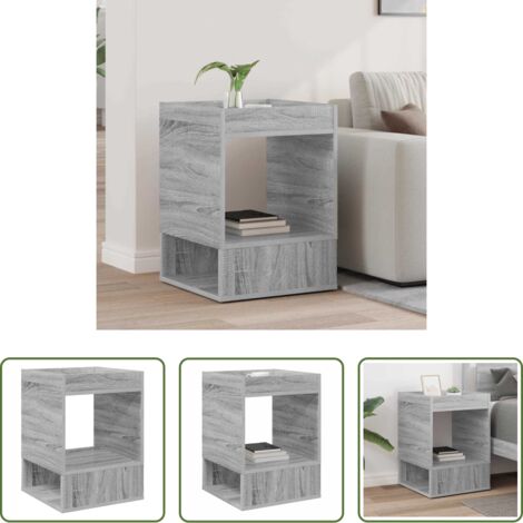 Madera de ingeniería -  Mesa Auxiliar Gris Sonoma 40 x 40 x 56 cm Madera de ingeniería