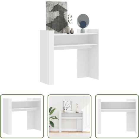 Madera de ingeniería -  Mesa consola de madera de ingeniería blanca 100x35x90 cm