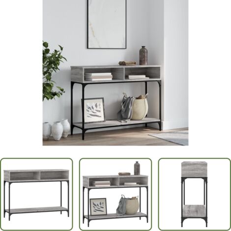 Madera de ingeniería -  Mesa consola madera de ingeniería gris Sonoma 100x30,5x75 cm