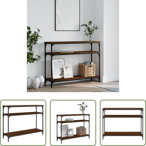 Madera de ingeniería -  Mesa consola madera de ingeniería marrón roble 100x29x75 cm