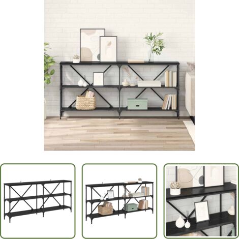 Madera de ingeniería -  Mesa Consola Roble Negro 160 x 30 x 75 cm Madera de ingeniería