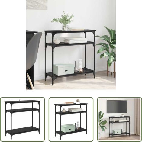Madera de ingeniería -  Mesa Consola Roble Negro 75 x 29 x 75 cm Madera de ingeniería